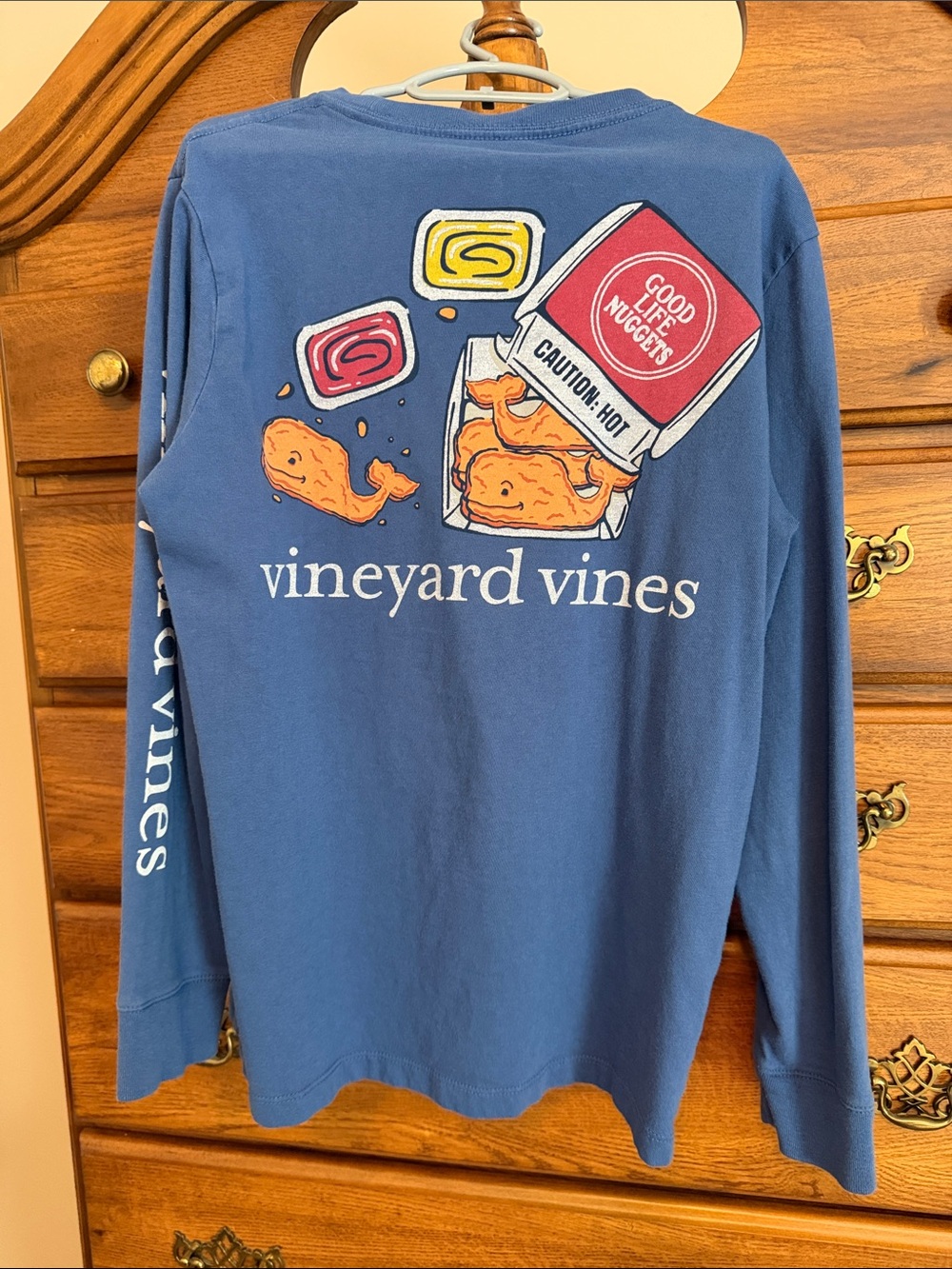 Vineyard Vines Kids Long-Sleeve Pocket Tee in Blue with Orange Whale - Picture 3 of 4